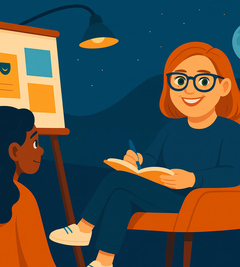 An illustration of Laura coaching.